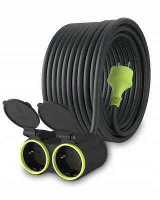 MUTECPOWER Verlengkabel 20m 2 Schuko Stopcontacten IP44 Buiten — miniatuur 1