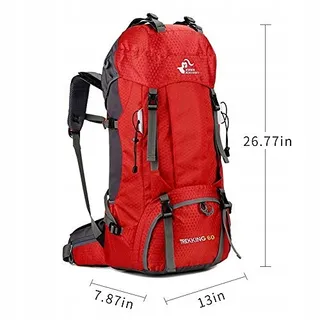 BSEASH Wandelrugzak 60L Waterdicht Licht Rood — miniatuur 2