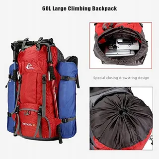 BSEASH Wandelrugzak 60L Waterdicht Licht Rood — miniatuur 5
