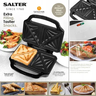 SALTER Sandwichtoaster 900W Antiaanbak Automatische Controle — miniatuur 4