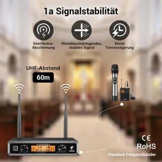 TONOR Draadloos UHF Microfoonsysteem Handheld Headset — miniatuur 2