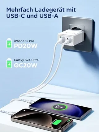 AIONEUS USB C Oplader 4 Poorten Snelladen 40W iPhone Android — miniatuur 3