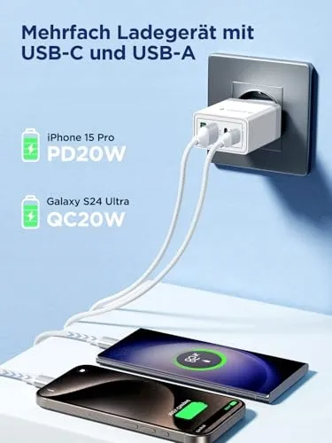 AIONEUS USB C Oplader 4 Poorten Snelladen 40W iPhone Android — foto 3