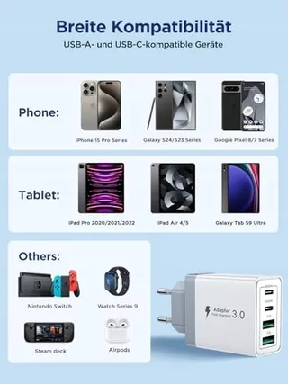AIONEUS USB C Oplader 4 Poorten Snelladen 40W iPhone Android — miniatuur 6