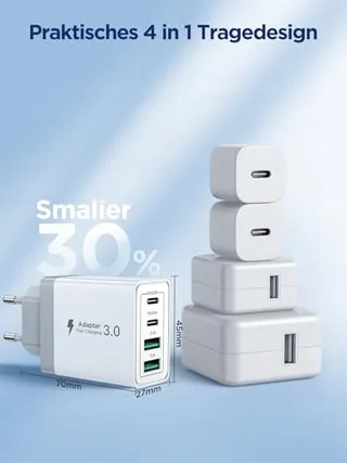 AIONEUS USB C Oplader 4 Poorten Snelladen 40W iPhone Android — miniatuur 5