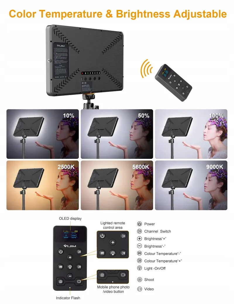 ULANZI K20 LED Videolamp Afstandsbediening 600lm 10W 2500K-9000K — foto 4