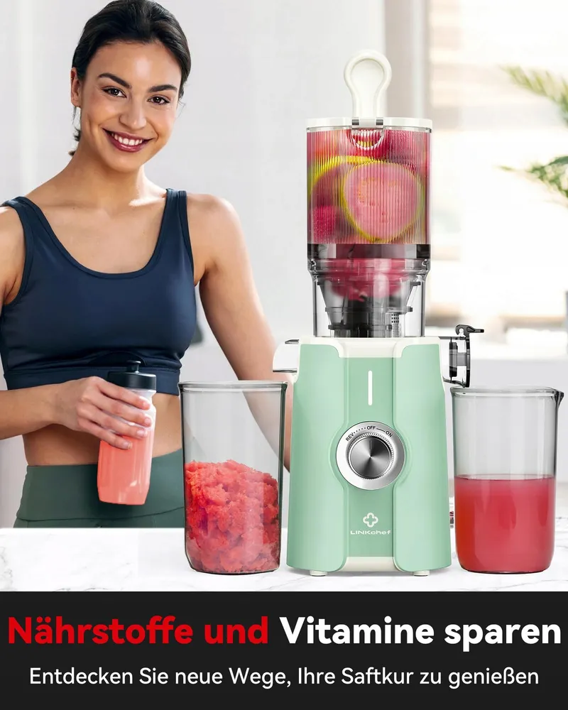 LINKCHEF Slowjuicer Voor Groente En Fruit BPA-vrij 200W Lichtgroen — foto 6