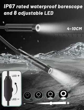 Endoscoopcamera HD 1920P 5m 8 LED IP67 Type C Android iOS — miniatuur 3