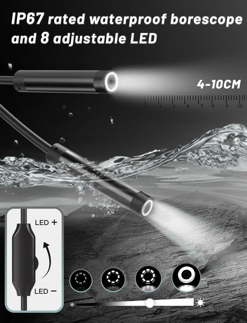Endoscoopcamera HD 1920P 5m 8 LED IP67 Type C Android iOS — foto 3