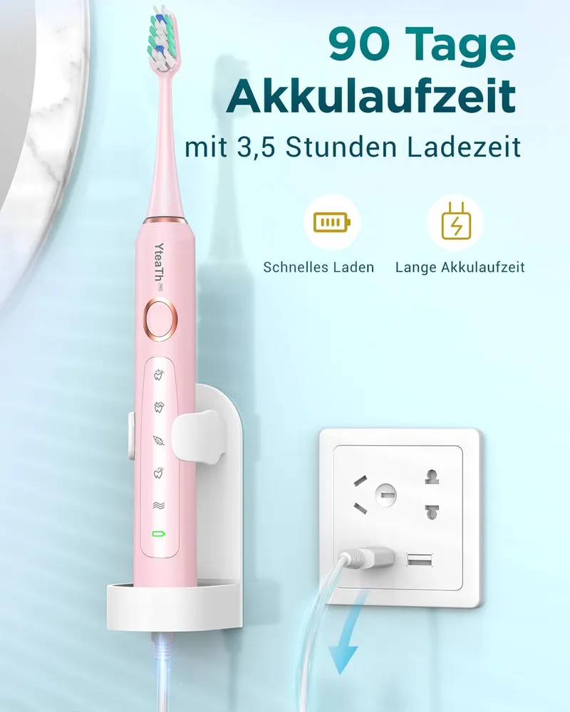 Elektrische Tandenborstel Roze 8 Opzetstukken 5 Standen 90 Dagen — foto 3