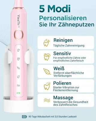 Elektrische Tandenborstel Roze 8 Opzetstukken 5 Standen 90 Dagen — miniatuur 8