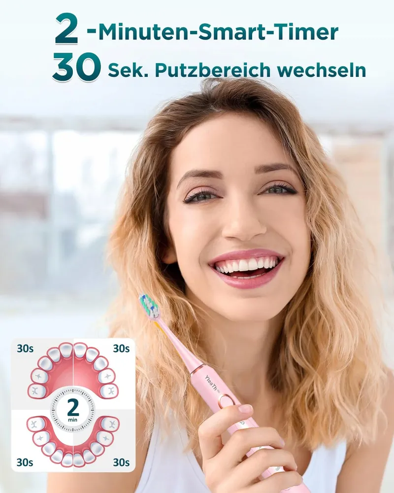 Elektrische Tandenborstel Roze 8 Opzetstukken 5 Standen 90 Dagen — foto 7