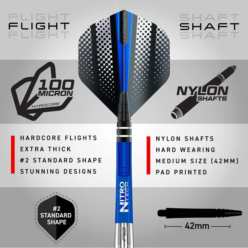RED DRAGON Razor Edge Wolfraam Darts met Flights Shafts — foto 3