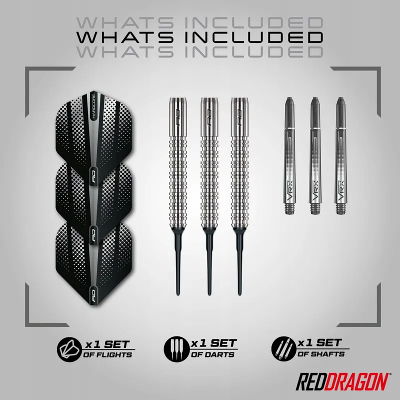 RED DRAGON Rebel 20g Softtip Darts Flights Shafts — foto 2