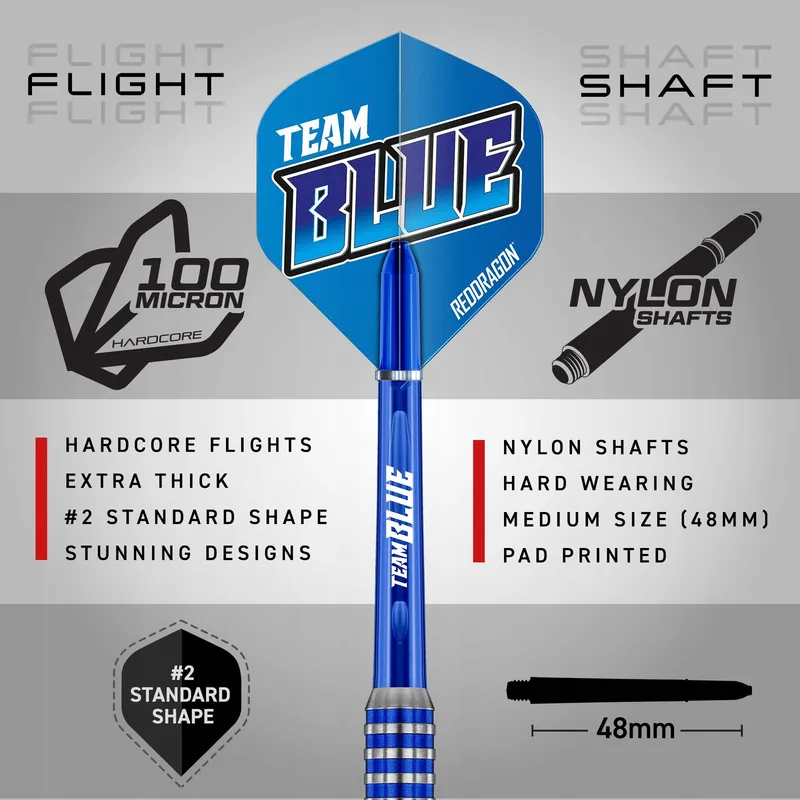 RED DRAGON Team Red vs Blue 20g Stalen Darts met Flights — foto 3