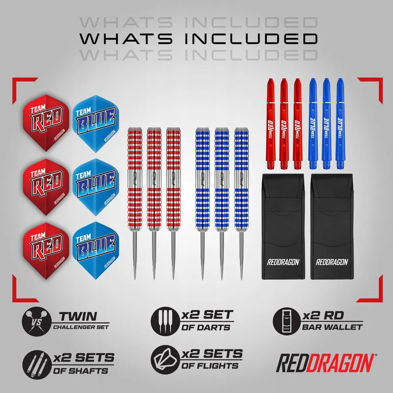 RED DRAGON Team Red vs Blue 20g Stalen Darts met Flights — foto 2