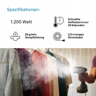 BRAUN QuickStyle 5 GS5031BL Steamer 1200W 25g/min 150ml Zwart Blauw — miniatuur 4