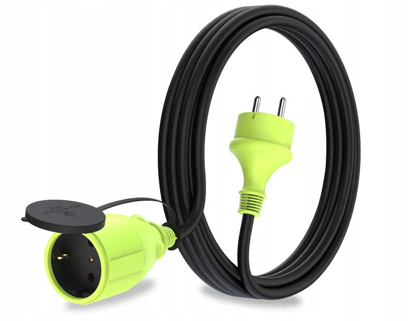 MUTECPOWER Verlengkabel 3m IP44 Buiten 1,5mm² Zwart Groen — foto 1