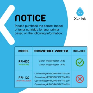XL-INK Canon PFI-030 Compatibele Inktset ImagePrograf TA-20 TA-30 — miniatuur 2