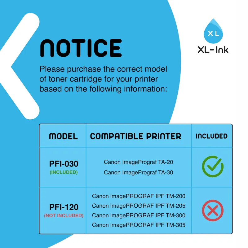 XL-INK Canon PFI-030 Compatibele Inktset ImagePrograf TA-20 TA-30 — foto 2