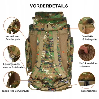 KABXHUEO Wandelrugzak 80L Waterdicht Survival Molle Outdoor — miniatuur 5