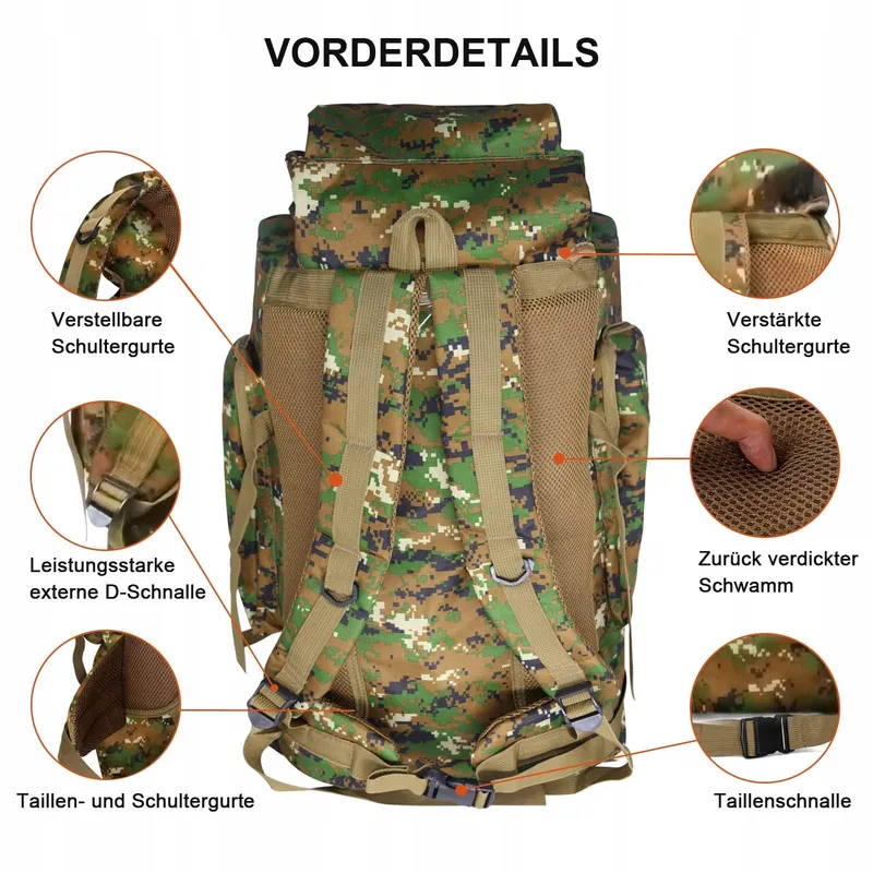 KABXHUEO Wandelrugzak 80L Waterdicht Survival Molle Outdoor — foto 5