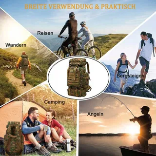 KABXHUEO Wandelrugzak 80L Waterdicht Survival Molle Outdoor — miniatuur 7