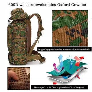 KABXHUEO Wandelrugzak 80L Waterdicht Survival Molle Outdoor — miniatuur 3