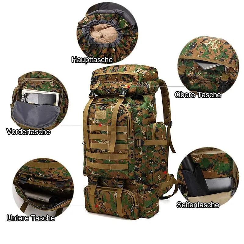 KABXHUEO Wandelrugzak 80L Waterdicht Survival Molle Outdoor — foto 4