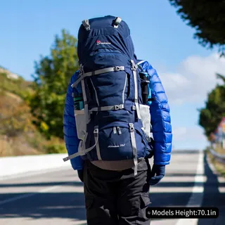 MOUNTAINTOP Trekkingrugzak 70L Regenhoes Blauw — miniatuur 9