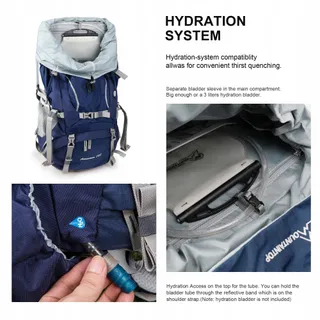MOUNTAINTOP Trekkingrugzak 70L Regenhoes Blauw — miniatuur 5