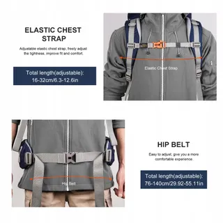 MOUNTAINTOP Trekkingrugzak 70L Regenhoes Blauw — miniatuur 3