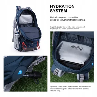 MOUNTAINTOP Trekkingrugzak 40L Unisex Regenhoes Blauw Oranje — miniatuur 5