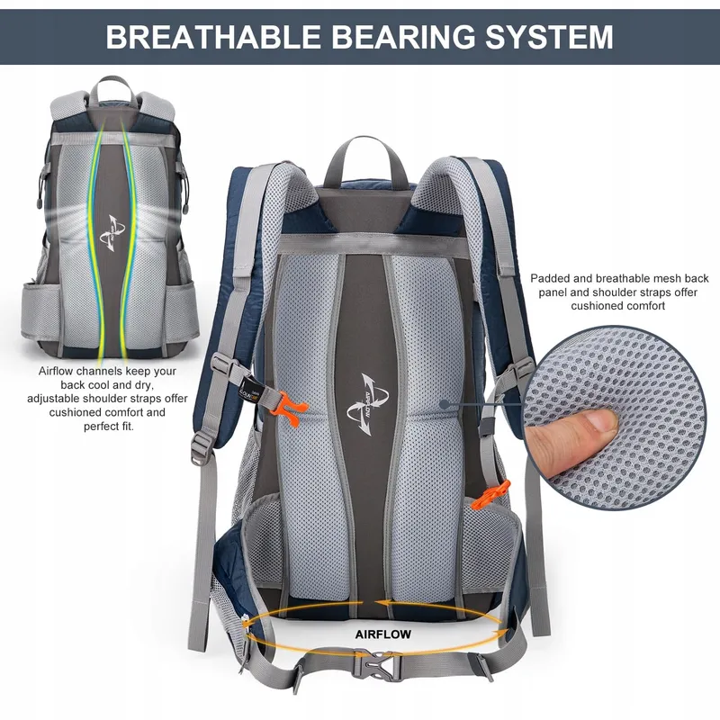 MOUNTAINTOP Trekkingrugzak 40L Unisex Regenhoes Blauw Oranje — foto 4