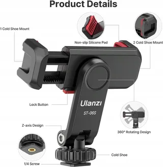 ULANZI ST-06S Telefoonhouder Statiefadapter Selfiestick 360° 180° — miniatuur 8