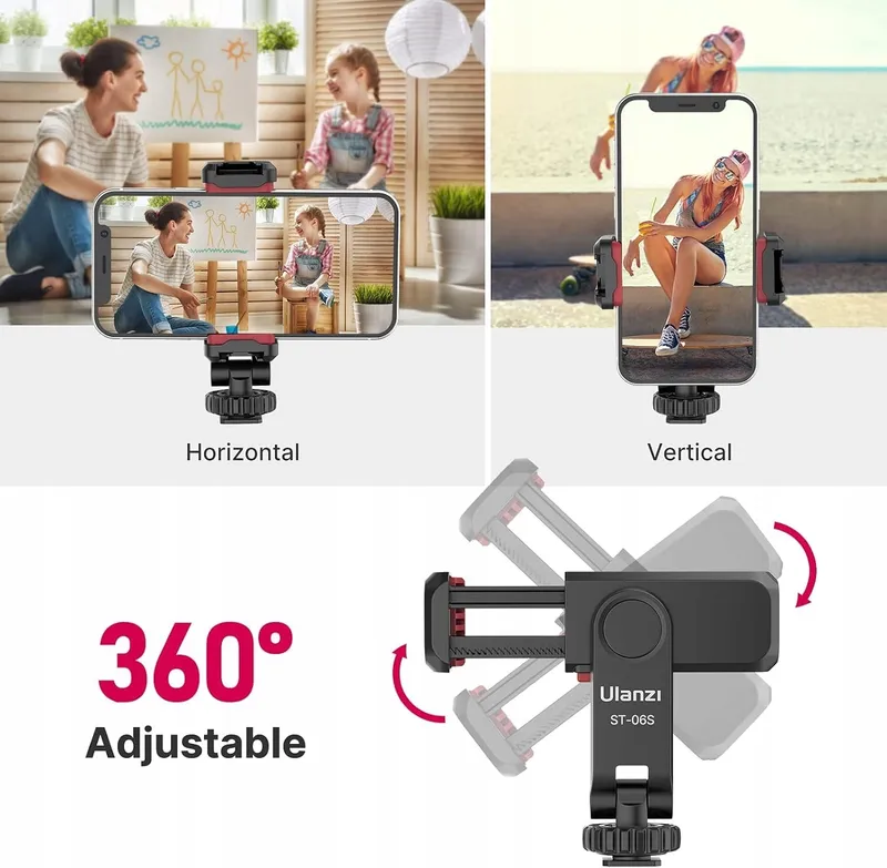 ULANZI ST-06S Telefoonhouder Statiefadapter Selfiestick 360° 180° — foto 3