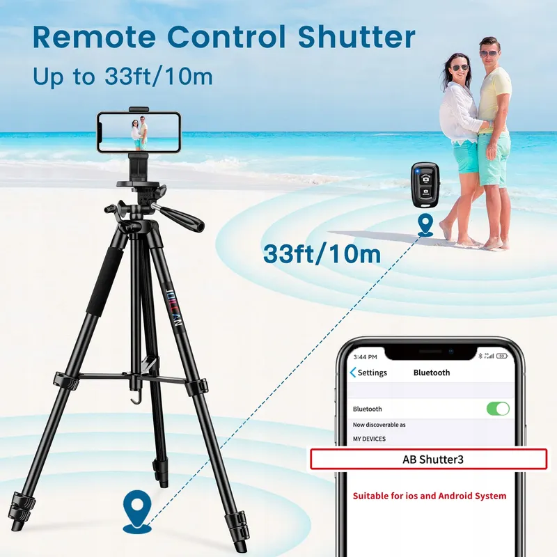 JOILCAN Selfiestatief 137cm Aluminium Afstandsbediening iOS Android — foto 5