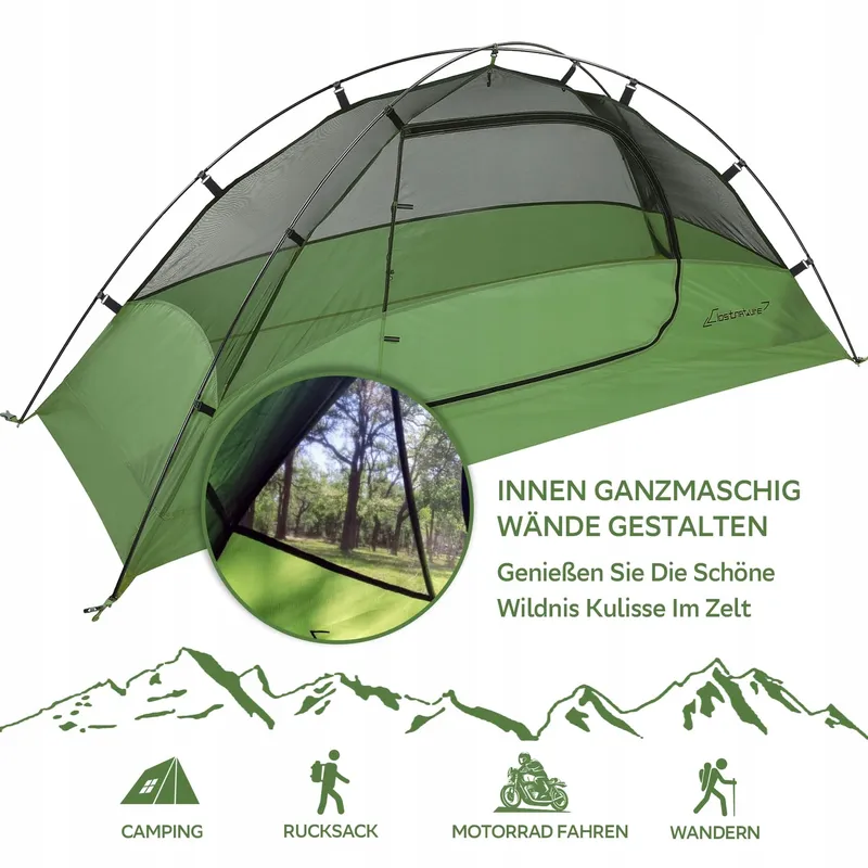 CLOSTNATURE Lichte Waterdichte 1-Persoonstent voor Trekking Bikepacking — foto 4