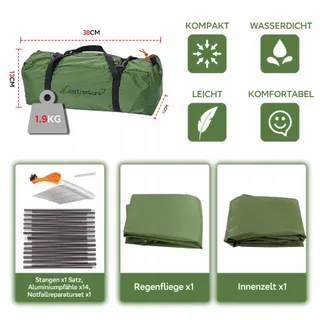 CLOSTNATURE Lichte Waterdichte 1-Persoonstent voor Trekking Bikepacking — miniatuur 8