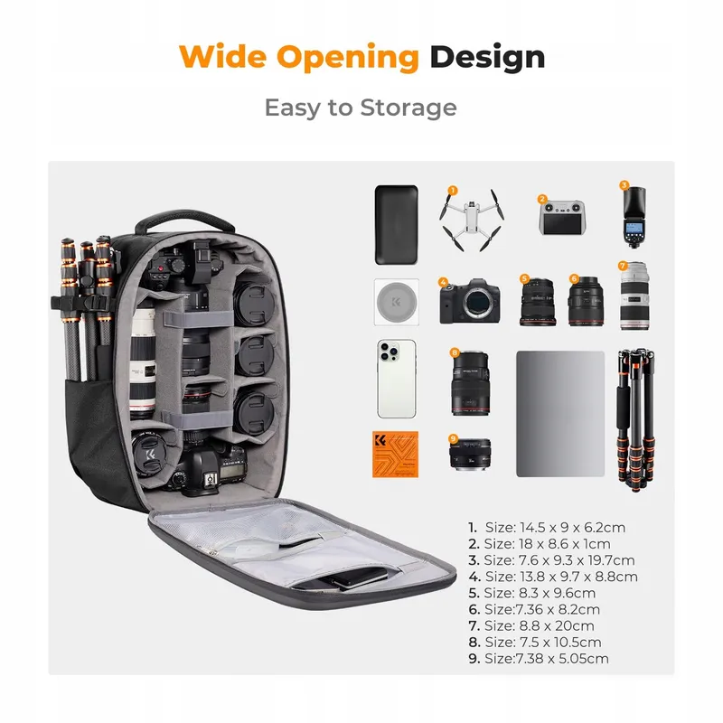 K&F CONCEPT Camerarugzak Hardschaal Laptop 15,6" Drones — foto 2