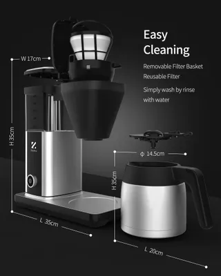 ZACHVO Koffiezetapparaat 1,25L Thermoskan Snel Temperatuurcontrole — miniatuur 9
