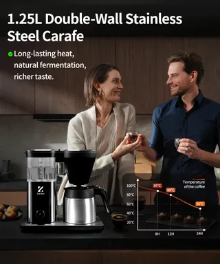 ZACHVO Koffiezetapparaat 1,25L Thermoskan Snel Temperatuurcontrole — miniatuur 5