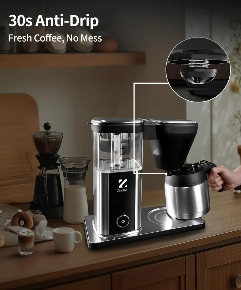 ZACHVO Koffiezetapparaat 1,25L Thermoskan Snel Temperatuurcontrole — foto 6