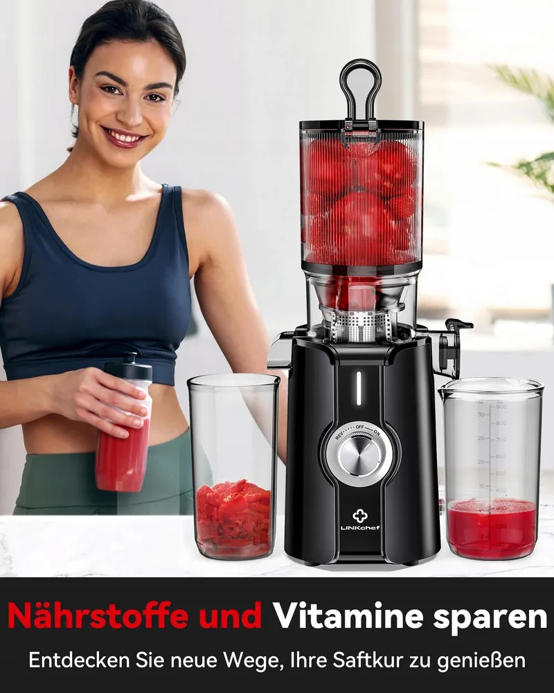 LINKCHEF Slowjuicer Voor Groente En Fruit BPA-vrij 200W Zwart — foto 6