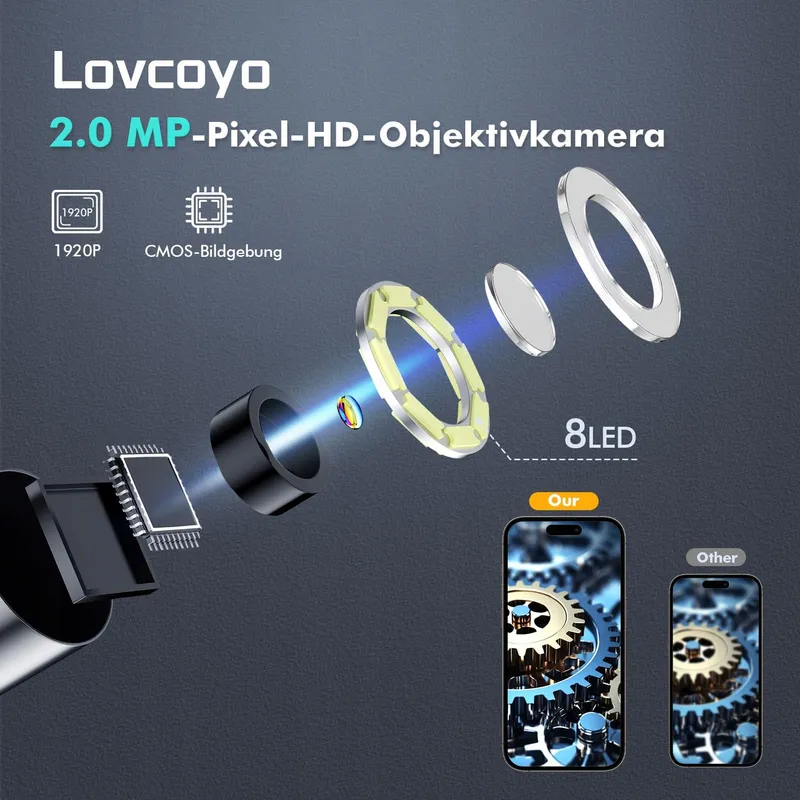LOVCOYO Endoscoopcamera Type-C 8 LED Android iOS 5m — foto 2