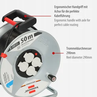 BRENNENSTUHL Garant S 4 E Kabelhaspel 50m Staal Zilver — miniatuur 4