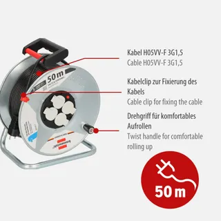 BRENNENSTUHL Garant S 4 E Kabelhaspel 50m Staal Zilver — miniatuur 3
