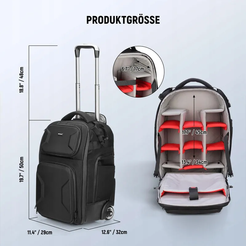 NEEWER PB027 Camerarugzak Wieltjes Waterdicht Laptopvak — foto 4