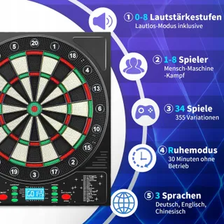 COANHCTM Elektronisch Dartbord Duitse Stem 12 Pijlen LCD 34 Spellen — miniatuur 2