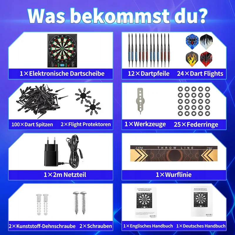 COANHCTM Elektronisch Dartbord Duitse Stem 12 Pijlen LCD 34 Spellen — foto 5